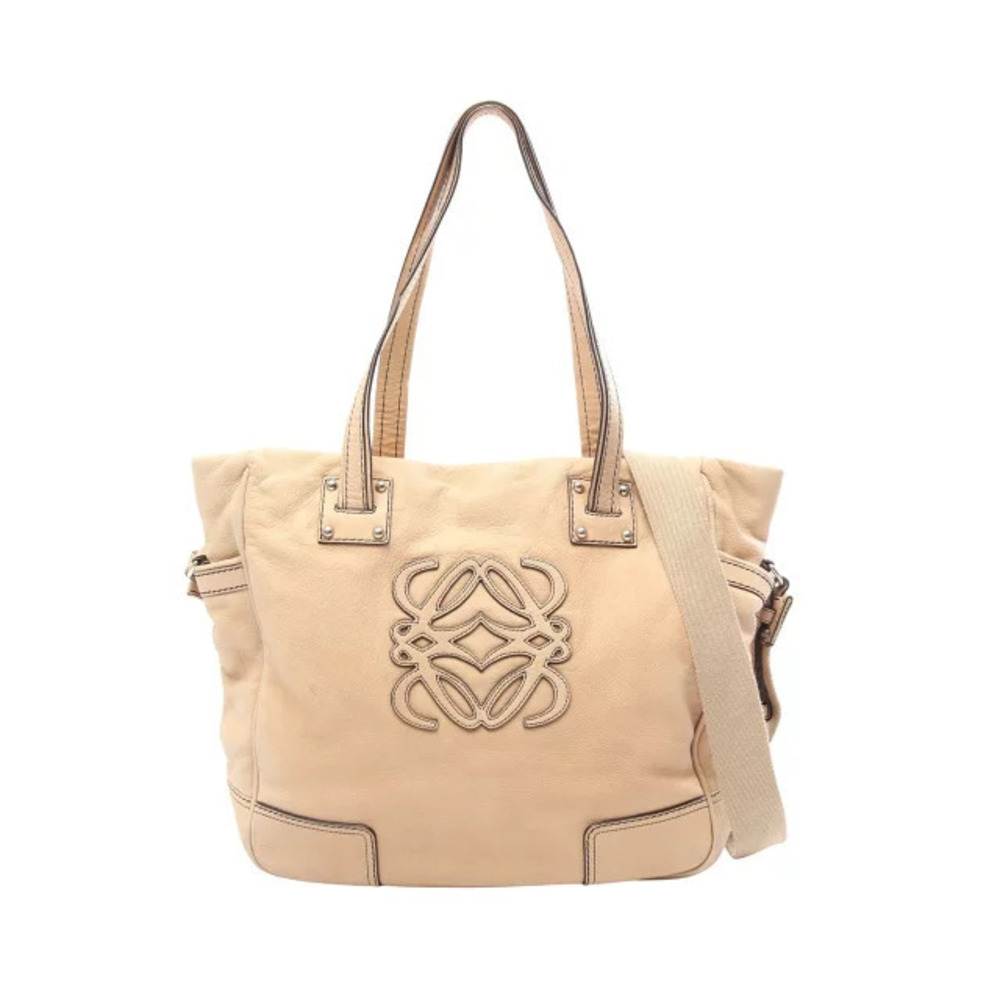 Loewe Anagram Tote Bag Leather Beige Cream